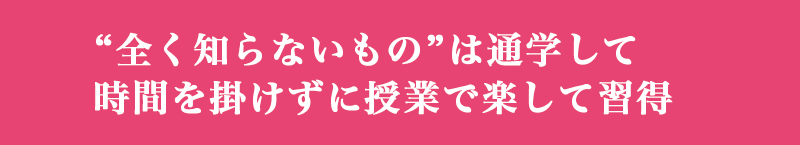 全く知らないものは通学して時間をかけずに授業で楽して習得